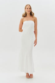 Vestido Long Midi e Detalhe com Fechamento em Botão - Mezzana Off White