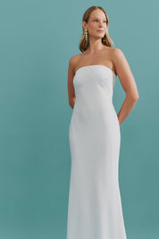 Vestido Long Midi e Detalhe com Fechamento em Botão - Mezzana Off White