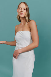 Vestido Long Midi e Detalhe com Fechamento em Botão - Mezzana Off White