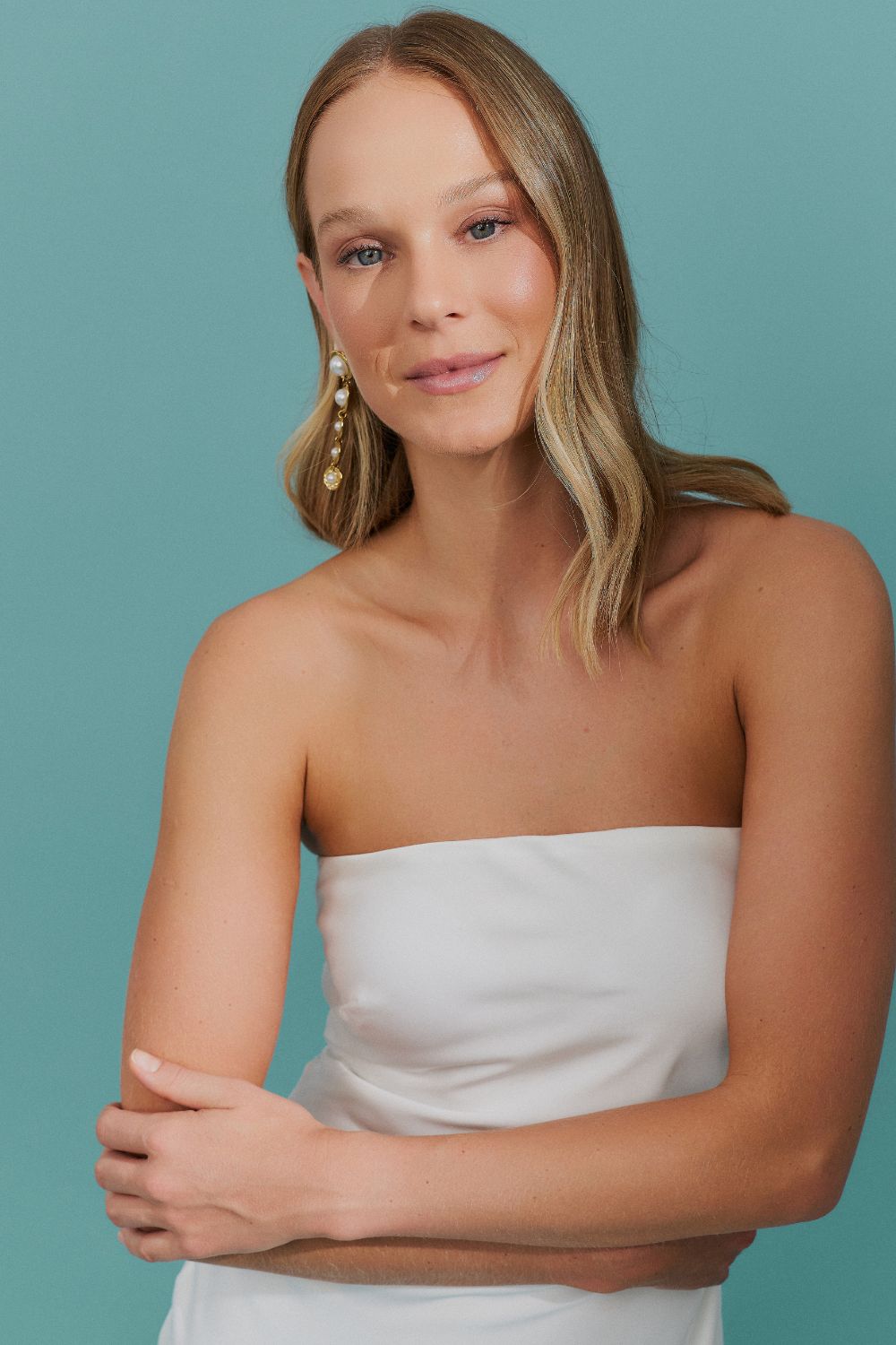 Vestido Long Midi e Detalhe com Fechamento em Botão - Mezzana Off White