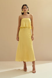 Vestido Long Midi Slip Dress com Alça Removível - Cartagena Amarelo