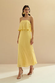 Vestido Long Midi Slip Dress com Alça Removível - Cartagena Amarelo