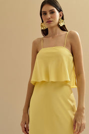 Vestido Long Midi Slip Dress com Alça Removível - Cartagena Amarelo