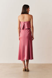 Vestido Long Midi Slip Dress com Alça Removível - Cartagena Canela