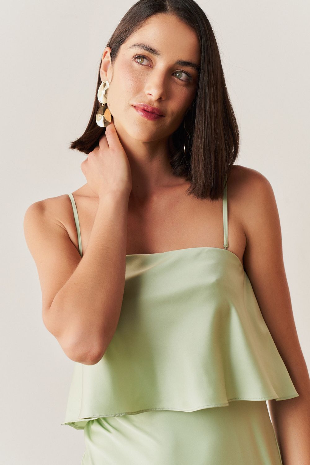 Vestido Long Midi Slip Dress com Alça Removível - Cartagena Menta