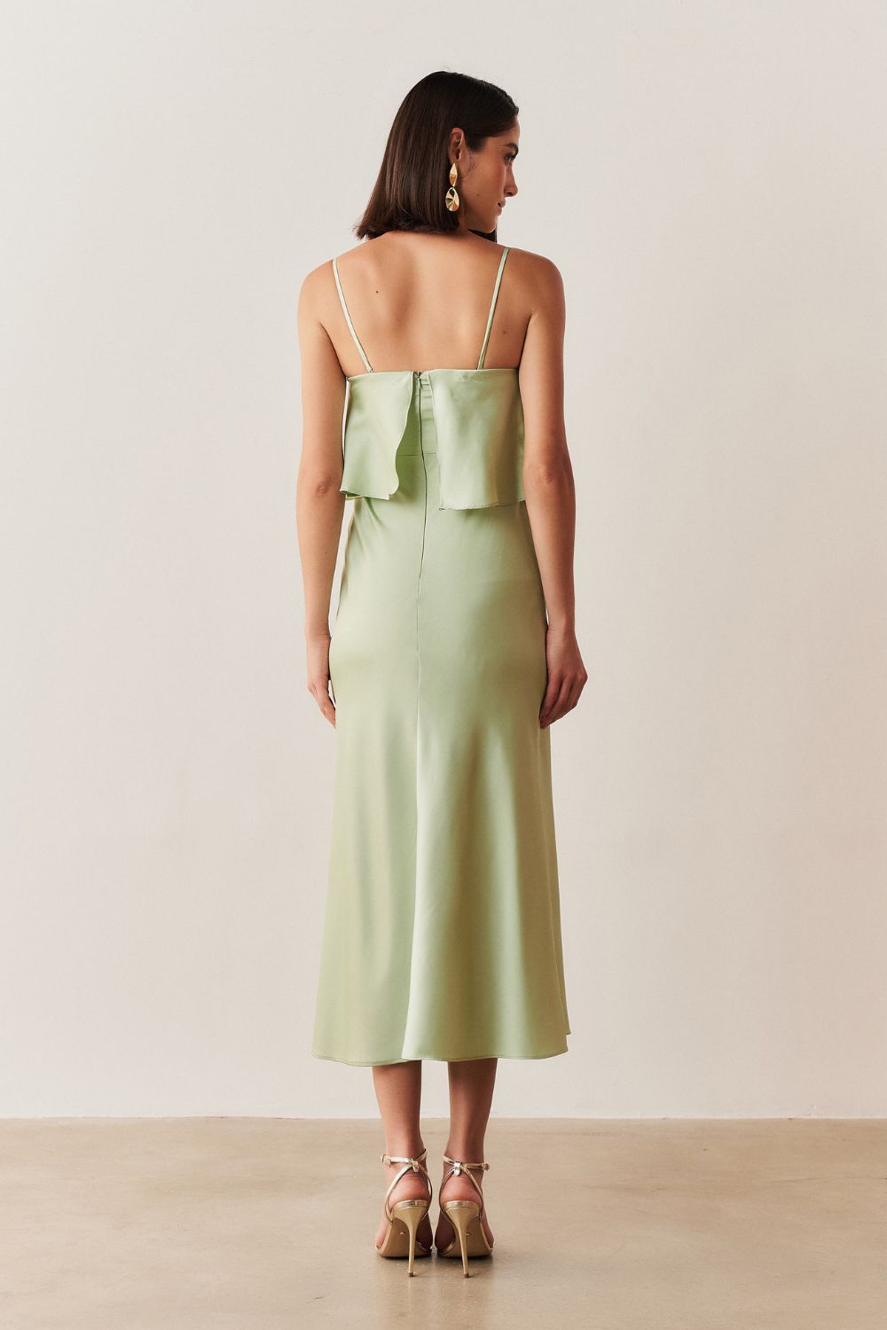 Vestido Long Midi Slip Dress com Alça Removível - Cartagena Menta
