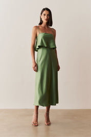 Vestido Long Midi Slip Dress com Alça Removível - Cartagena Oliva