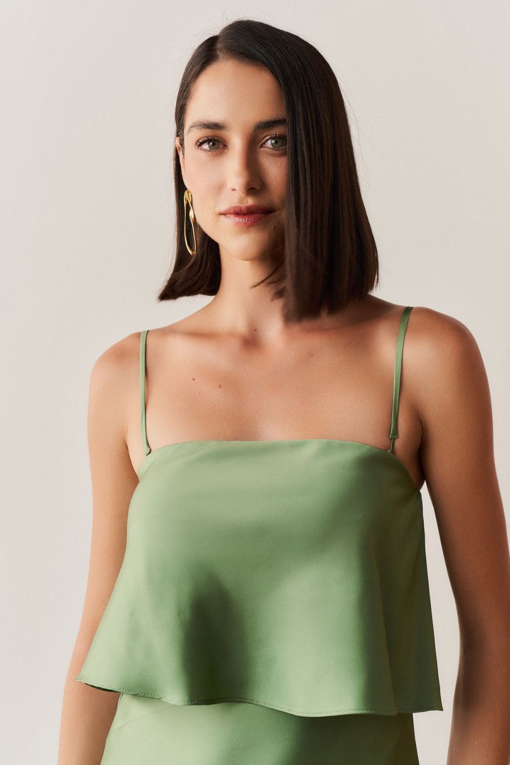 Vestido Long Midi Slip Dress com Alça Removível - Cartagena Oliva