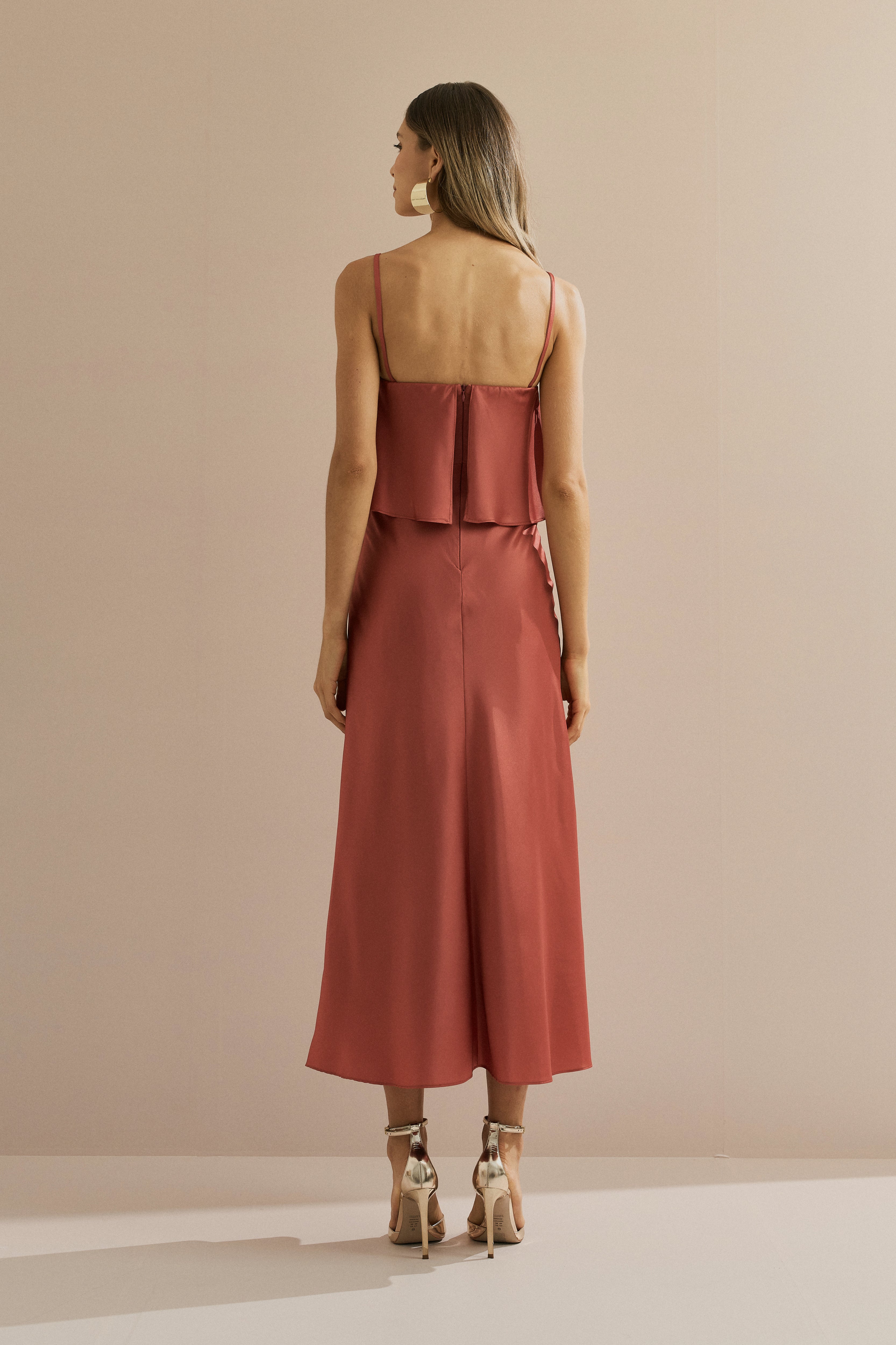 Slip Dress Midi Cartagena Longo Terracota | Koji Store