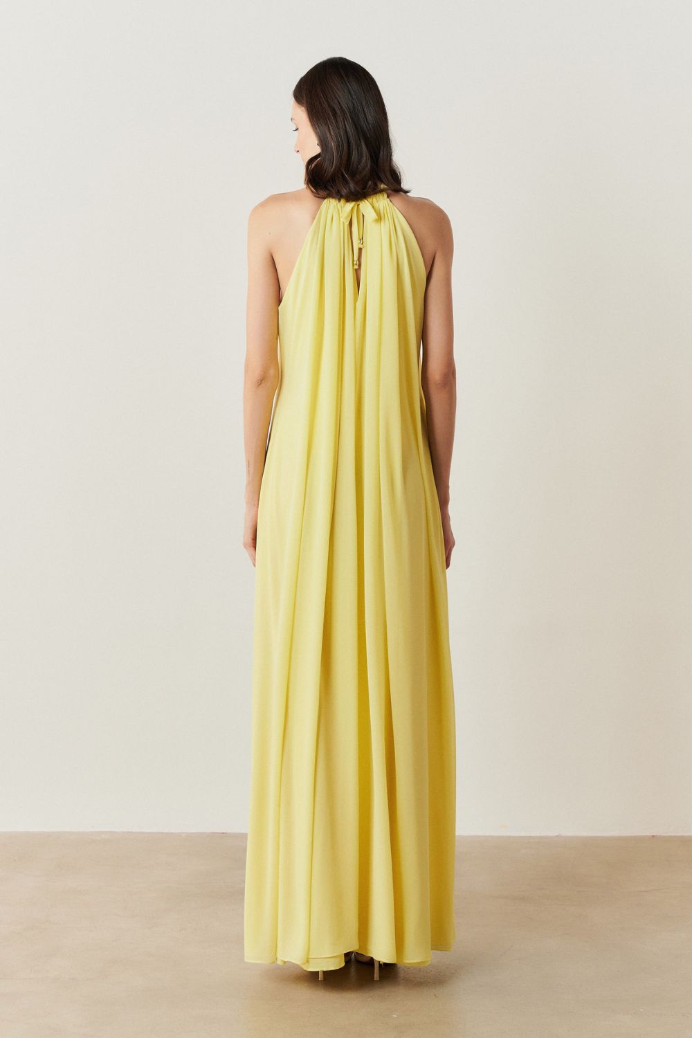 Vestido Longo com Alça Fina Ajustável - Adélia Amarelo