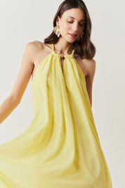 Vestido Longo com Alça Fina Ajustável - Adélia Amarelo