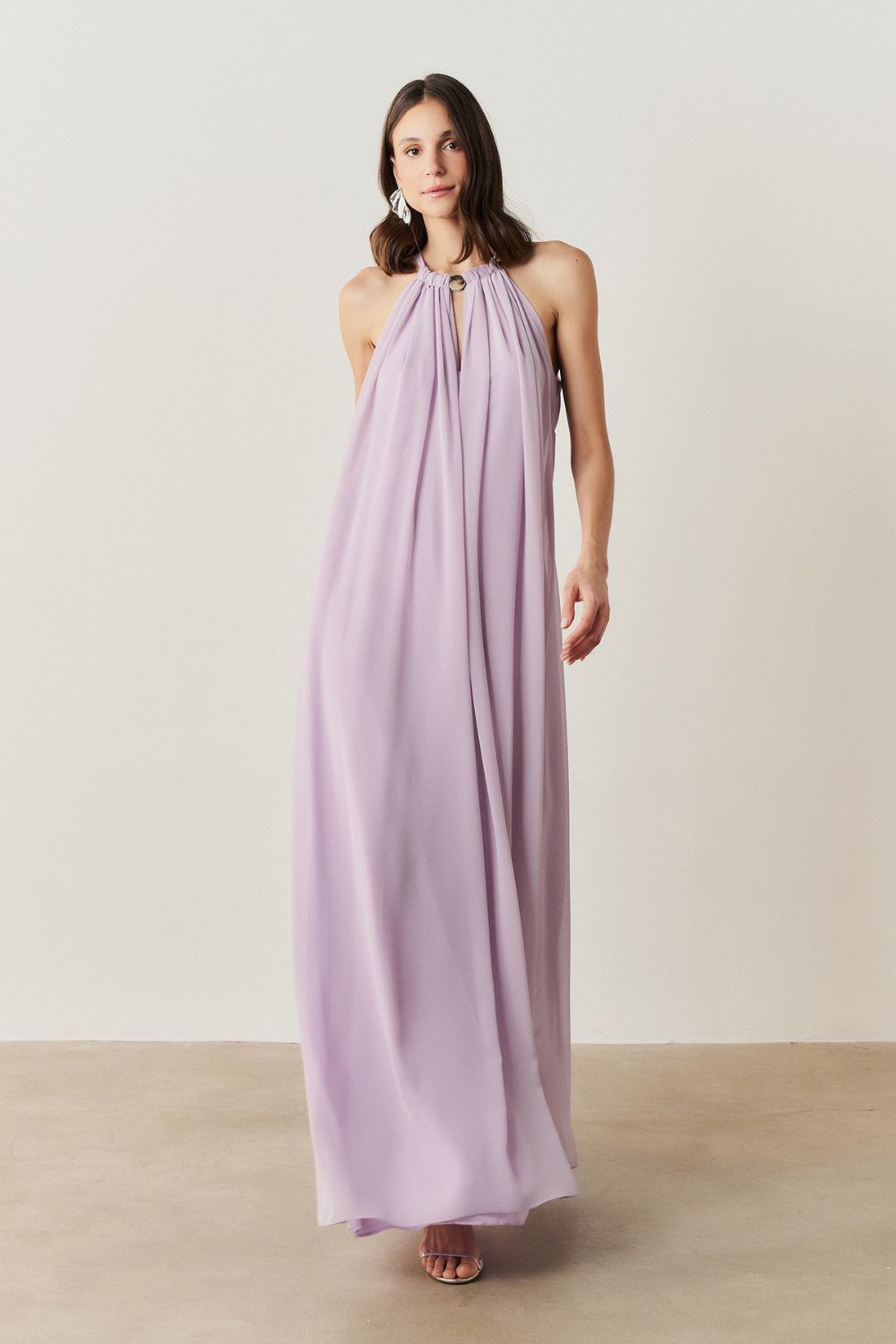 Vestido Longo com Alça Fina Ajustável - Adélia Lillás