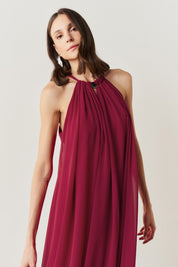 Vestido Longo com Alça Fina Ajustável - Adélia Marsala