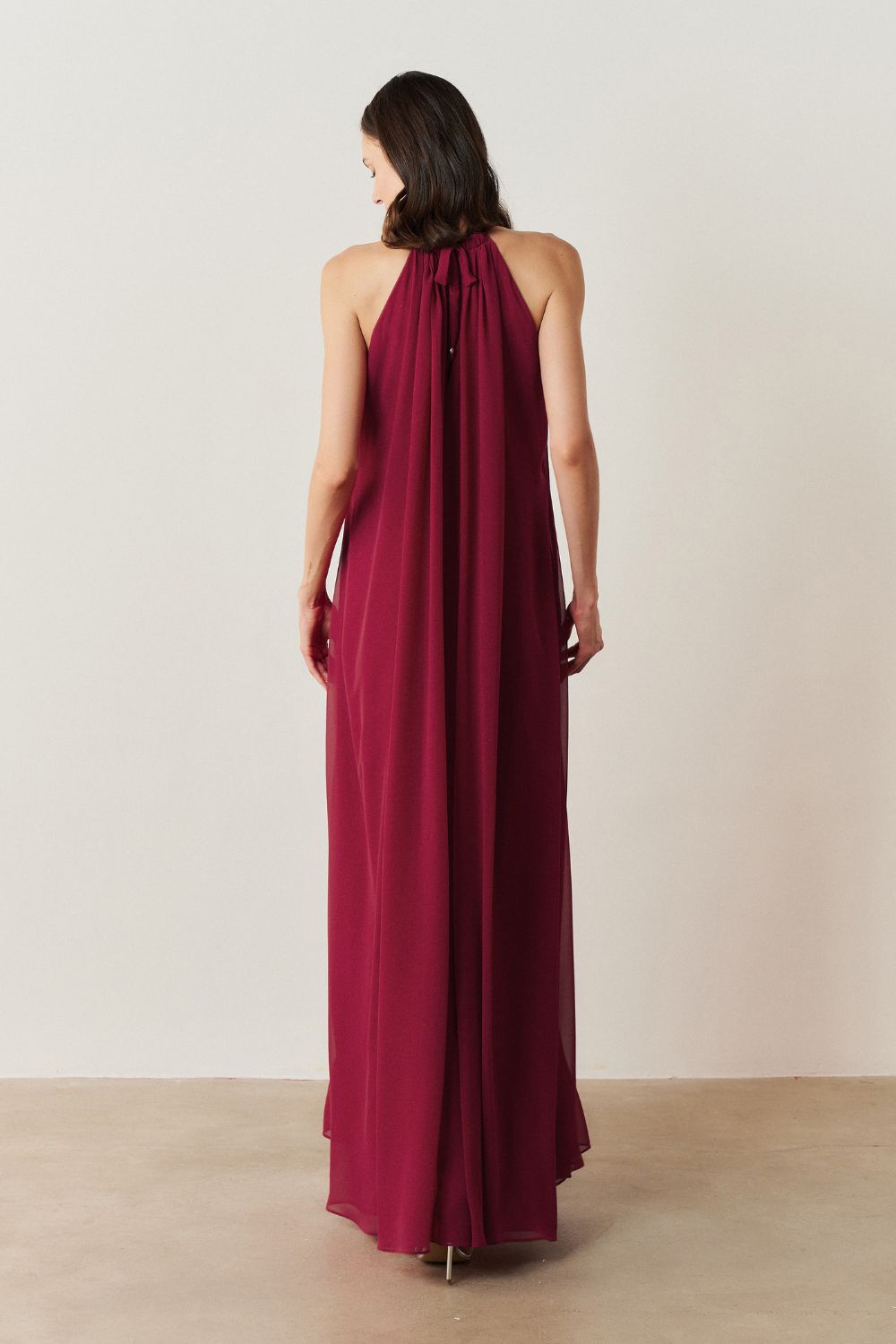 Vestido Longo com Alça Fina Ajustável - Adélia Marsala