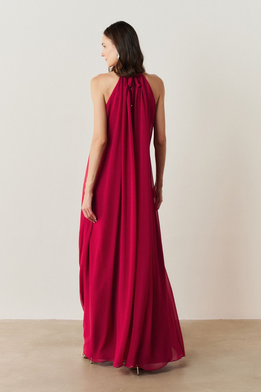 Vestido Longo com Alça Fina Ajustável - Adélia Vermelho