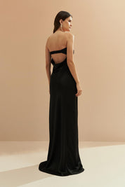 Vestido Longo com Decote Reto e Decote Profundo nas Costas - Marbella Preto
