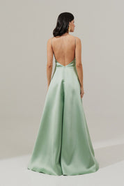 Vestido Longo com Decote V e Alça Fina - Atlanta Menta