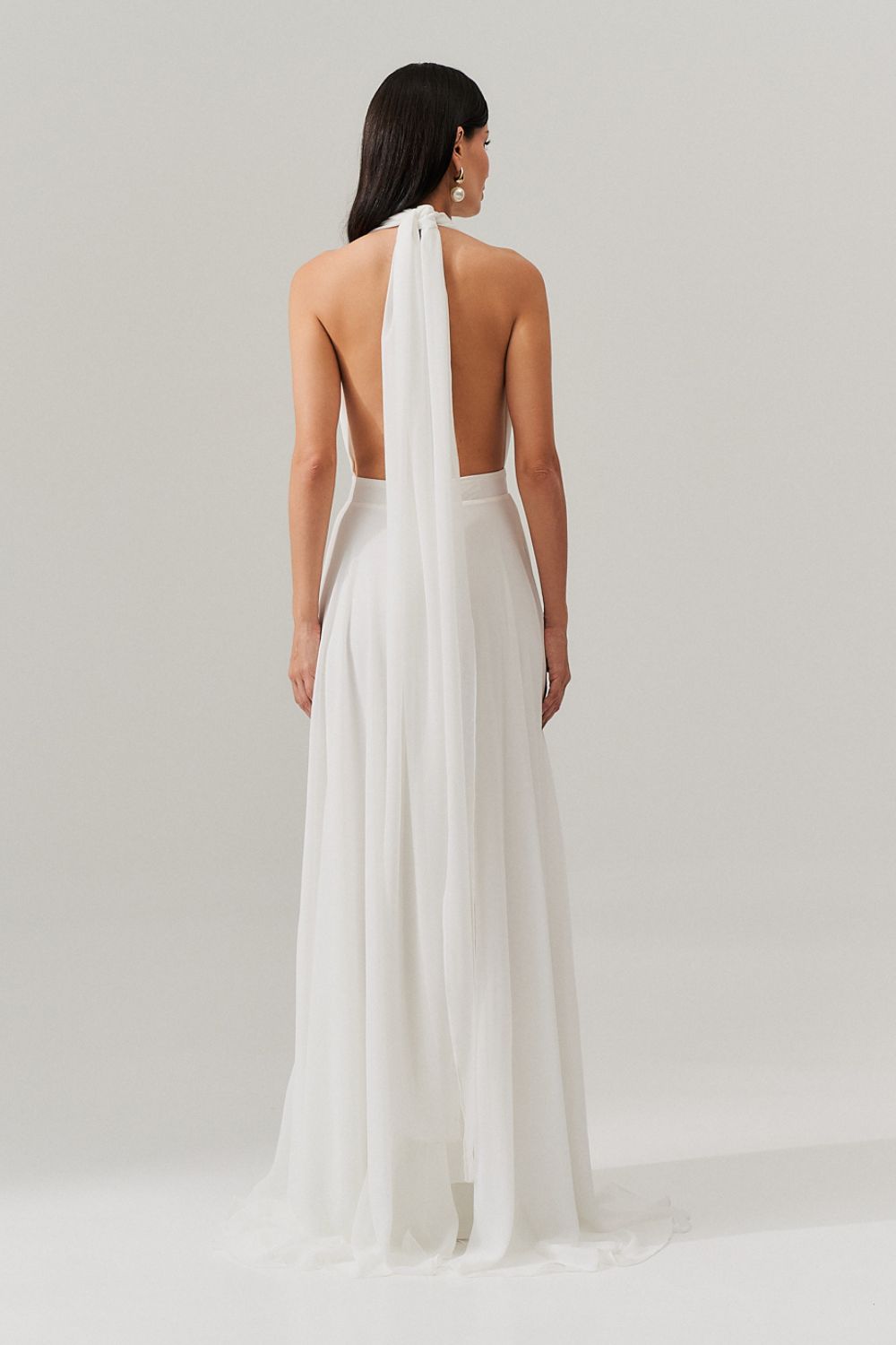 Vestido Longo com Decote V e Fenda Lateral - Mil Formas Off White