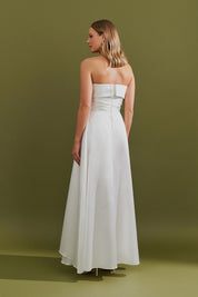 Vestido Longo com Detalhe de Pala Larga no Busto e Saia Cruzada  - Kerry Off White