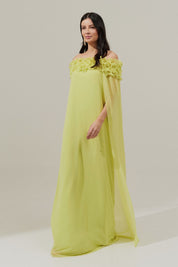Vestido Longo Decote Ombro a Ombro com Capa - Porto Rico Lima
