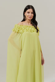 Vestido Longo Decote Ombro a Ombro com Capa - Porto Rico Lima