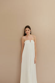 Vestido Longo sem Alças com Decote em V - São Paulo Off White