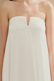 Vestido Longo sem Alças com Decote em V - São Paulo Off White