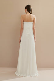 Vestido Longo sem Alças com Decote em V - São Paulo Off White