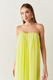 Vestido Longo em Chiffon sem Alça - Líbia Verde Lima
