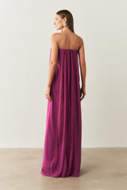 Vestido Longo em Chiffon sem Alça - Líbia Fúcsia