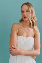 Vestido Longo em Chiffon sem Alça - Líbia Off White