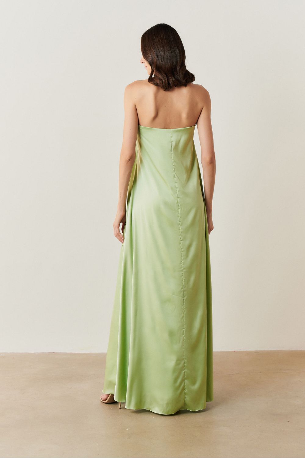 Vestido Longo sem Alças com Decote em V - São Paulo Menta